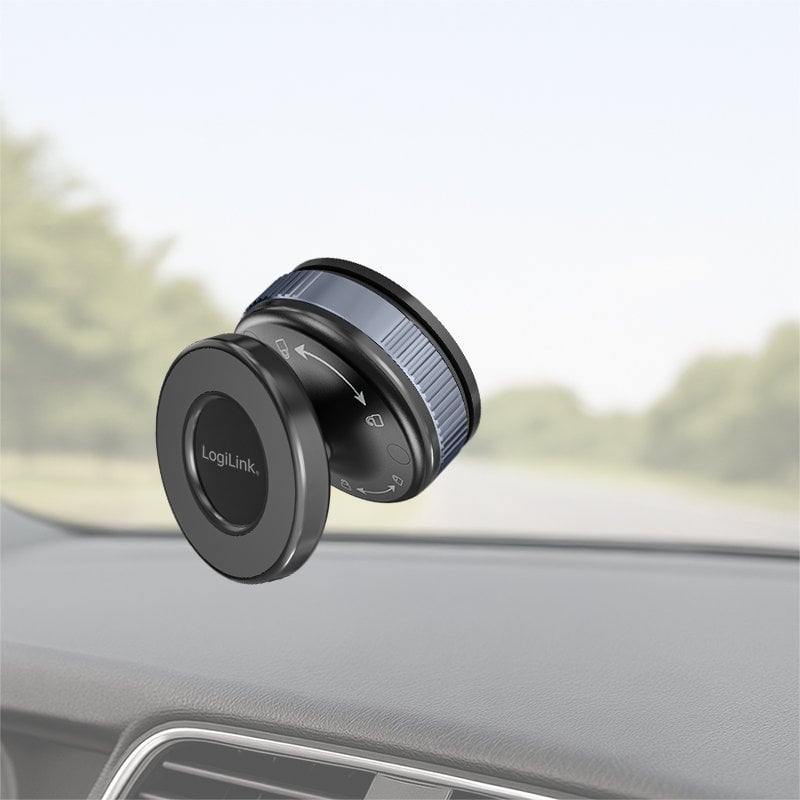 Supporto Magnetico per Smartphone con Chiusura a Rotazione e Ventosa, Nero/Bronzo - Logilink I-SMART-VENT97