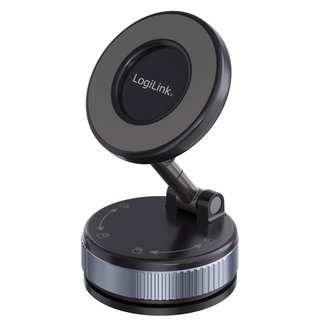 Magnetic Smartphone Mount with 2 Joints at 180°, Rotating Lock and Suction Cup, Black/Bronze - Logilink I-SMART-VENT98