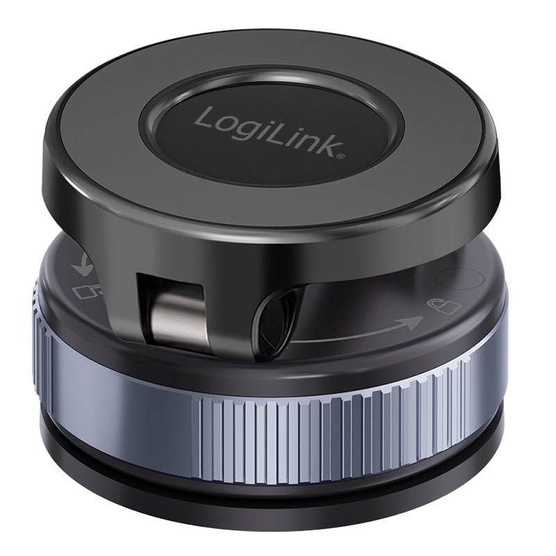 Supporto Magnetico per Smartphone con 2 Snodi a 180°, Chiusura a Rotazione e Ventosa, Nero/Bronzo - Logilink I-SMART-VENT98