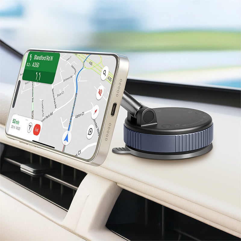 Supporto Magnetico per Smartphone con 2 Snodi a 180°, Chiusura a Rotazione e Ventosa, Nero/Bronzo - Logilink I-SMART-VENT98