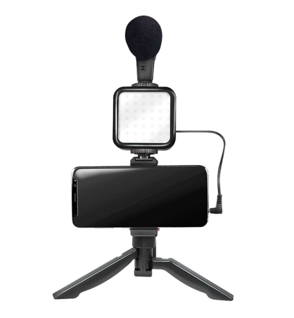 Kit Vlogger Treppiede per Smartphone 4,7''–7'' con Luce LED e Microfono Direzionale - Logilink I-SMART-VLOG