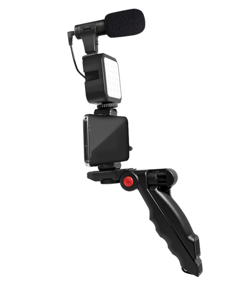 Kit Vlogger Treppiede per Smartphone 4,7''–7'' con Luce LED e Microfono Direzionale - Logilink I-SMART-VLOG