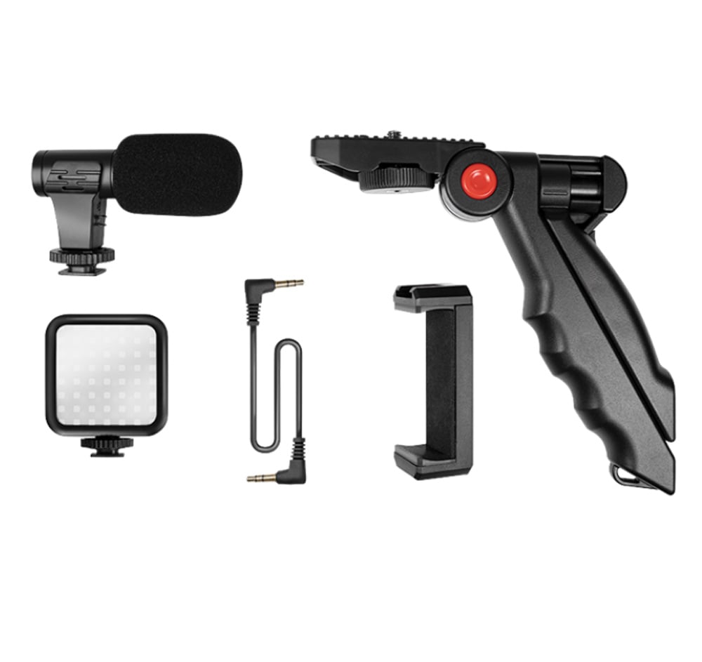 Kit Vlogger Treppiede per Smartphone 4,7''–7'' con Luce LED e Microfono Direzionale - Logilink I-SMART-VLOG