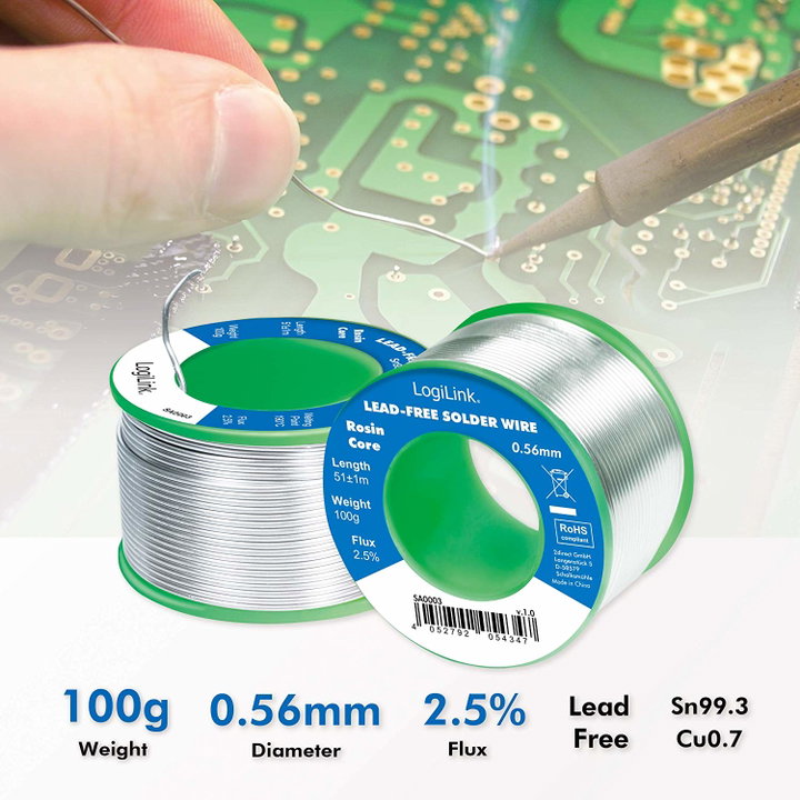Lead-Free Solder Wire in Roll 0,56mm 100g - Logilink I-ST-10056LF
