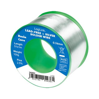 Lead-Free Silver Solder Wire in Roll 0,3% Copper 0,7% ø 0,56 mm 100g - Logilink I-ST-10056LFS