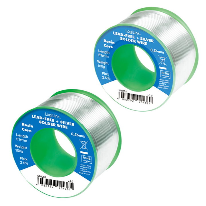 Lead-Free Silver Solder Wire in Roll 0,3% Copper 0,7% ø 0,56 mm 100g - Logilink I-ST-10056LFS