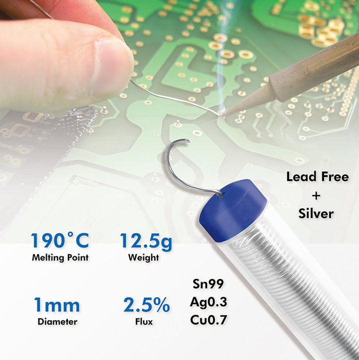 Tin in Dispenser ø 1 mm Lead-Free with Silver Copper 0,7% 12,5g - Logilink I-ST-1251LFS
