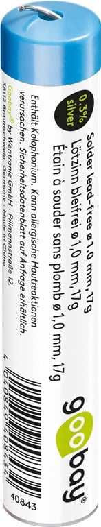 Stagno in Rotolo per Saldatura diam. 1.0 mm, 17gr - Goobay I-ST-40843