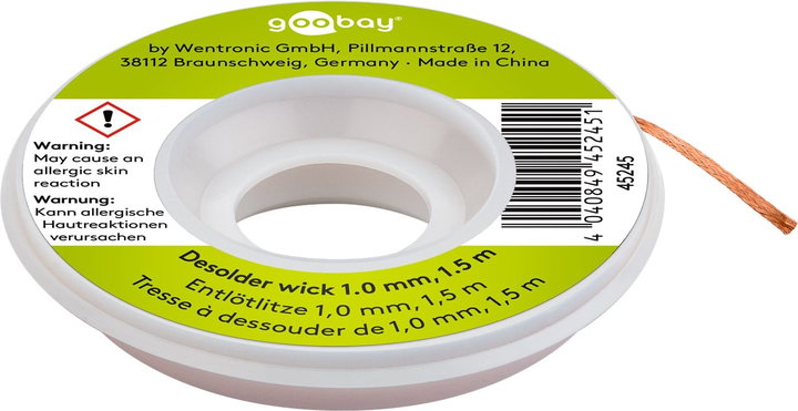Desoldering Braid on Reel 1,5m with Wick 1,0 mm - Goobay I-ST-DESOL100