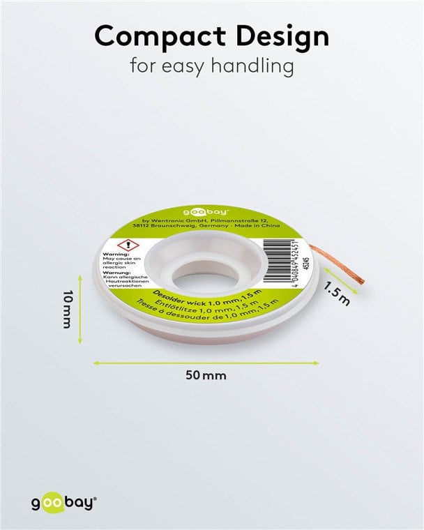 Desoldering wick on reel 1,5m with wick 1,0 mm - Goobay I-ST-DESOL100