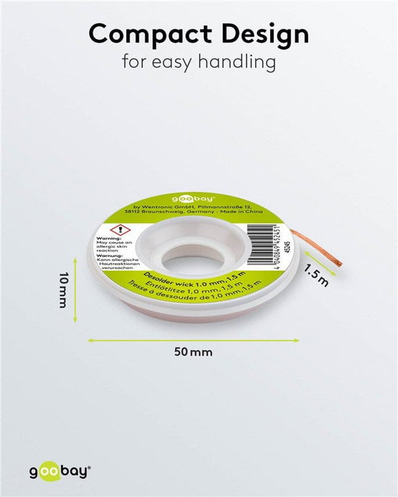 Desoldering Braid on Reel 1,5m with Wick 1,0 mm - Goobay I-ST-DESOL100