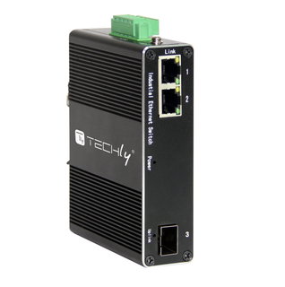 Convertitore Ethernet industriale Gigabit 2 porte RJ45 a 1 porta SFP non gestito - Techly Professional I-SWHUB 1021G