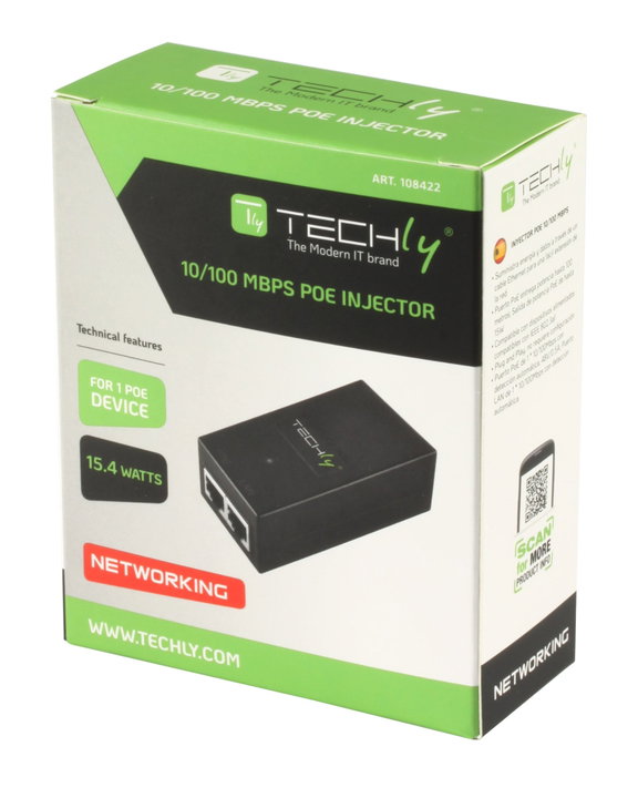 Iniettore PoE 10/100 Mbps 15W - Techly I-SWHUB 1500STY