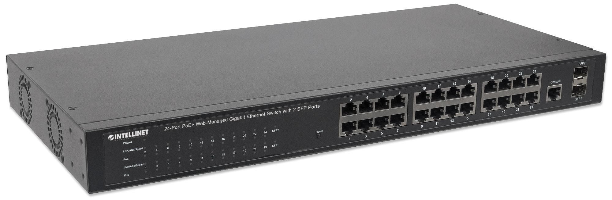 Switch 24 Porte PoE Web-Managed Gigabit Ethernet con 2 Porte SFP - Intellinet I-SWHUB 24GP