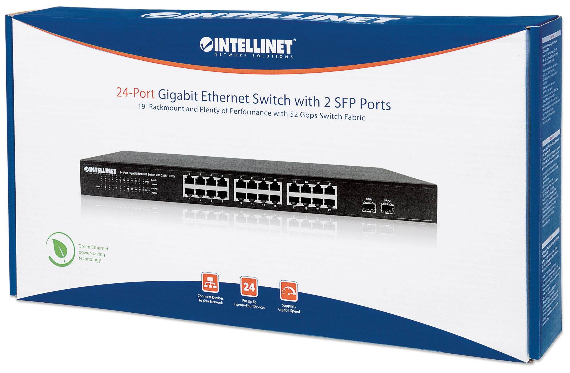 Switch Gigabit Ethernet 24 Porte + 2 Porte SFP - Intellinet I-SWHUB 24GP2