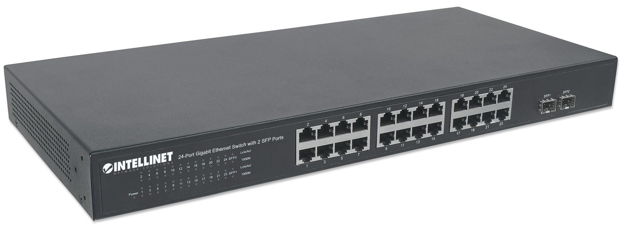 Switch Gigabit Ethernet 24 Porte + 2 Porte SFP - Intellinet I-SWHUB 24GP2