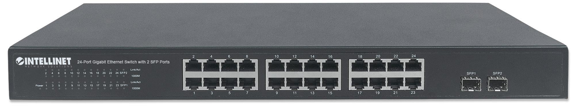 Switch Gigabit Ethernet 24 Porte + 2 Porte SFP - Intellinet I-SWHUB 24GP2