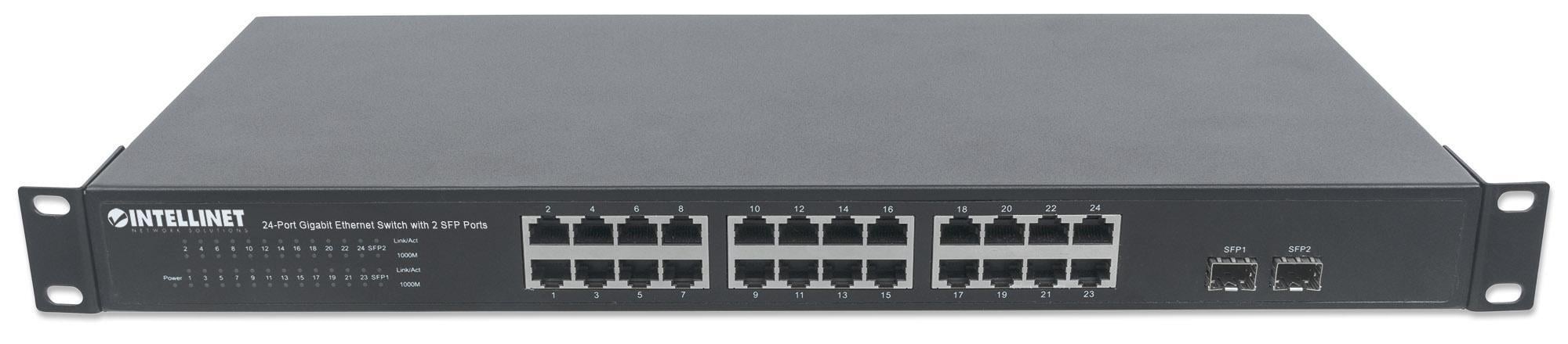Switch Gigabit Ethernet 24 Porte + 2 Porte SFP - Intellinet I-SWHUB 24GP2