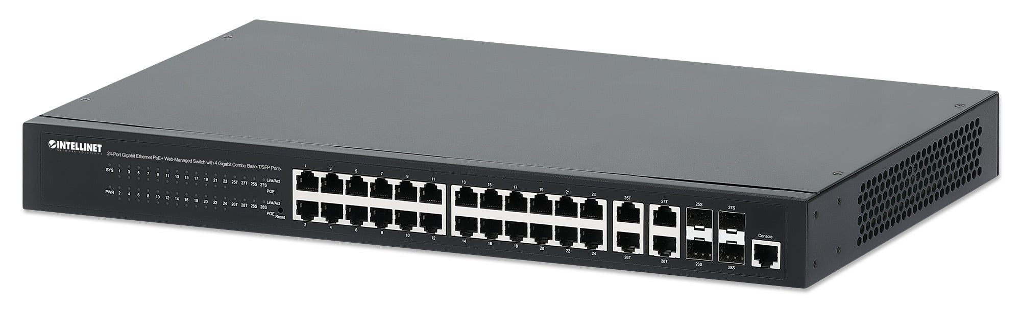 Switch 24p. Gigabit Ethernet PoE+ con 4p. Gigabit Combo Base-T/SFP - Intellinet I-SWHUB 24GP44