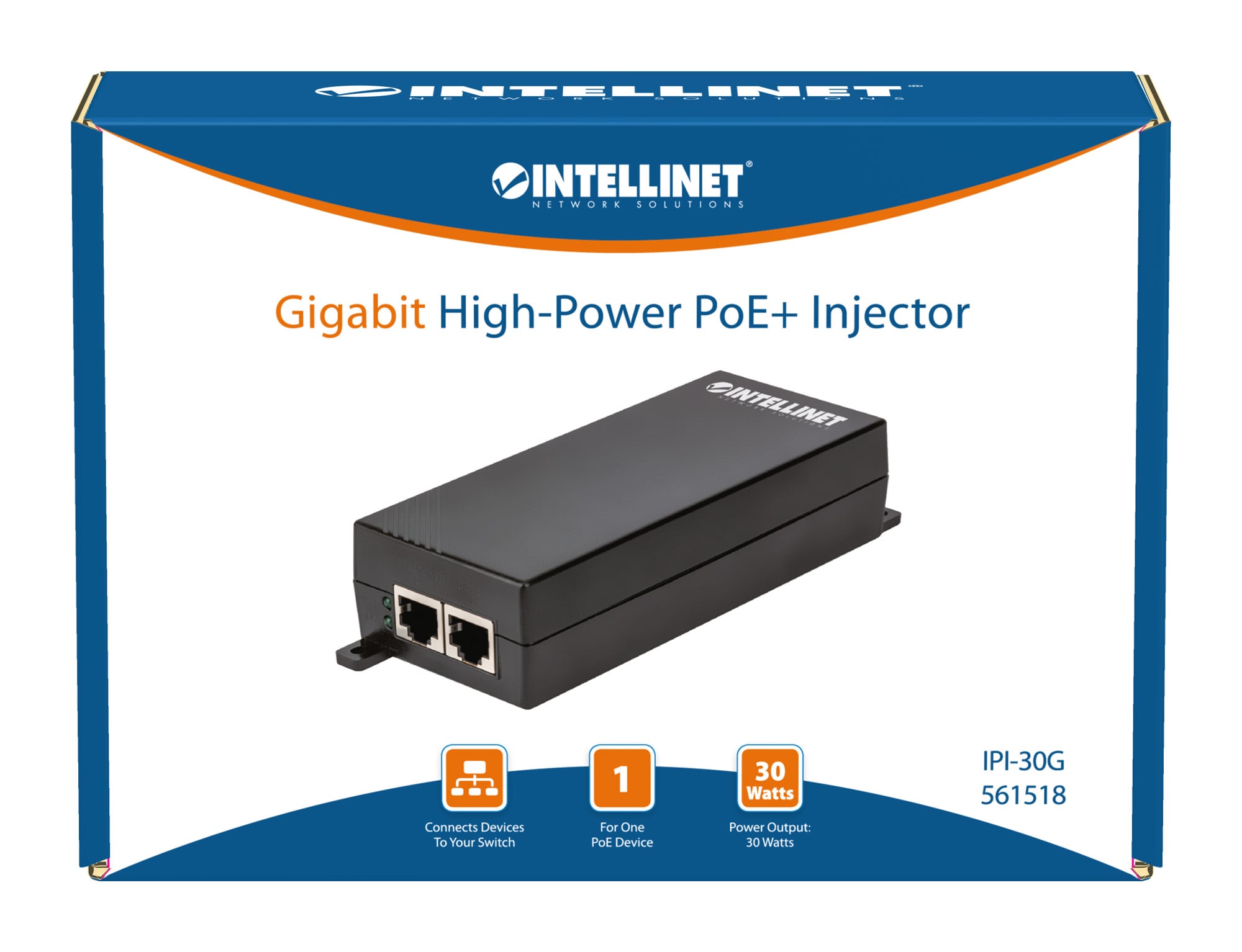 Iniettore Gigabit PoE+ High Power - Intellinet I-SWHUB 3000SI2