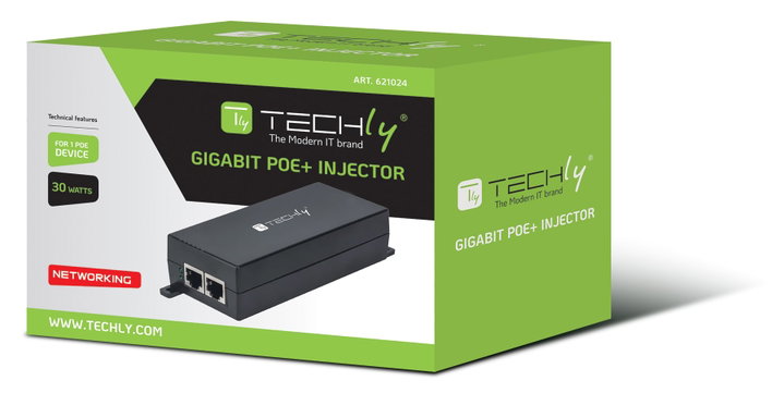 Iniettore Gigabit PoE+ High Power - Techly I-SWHUB 3000STY2