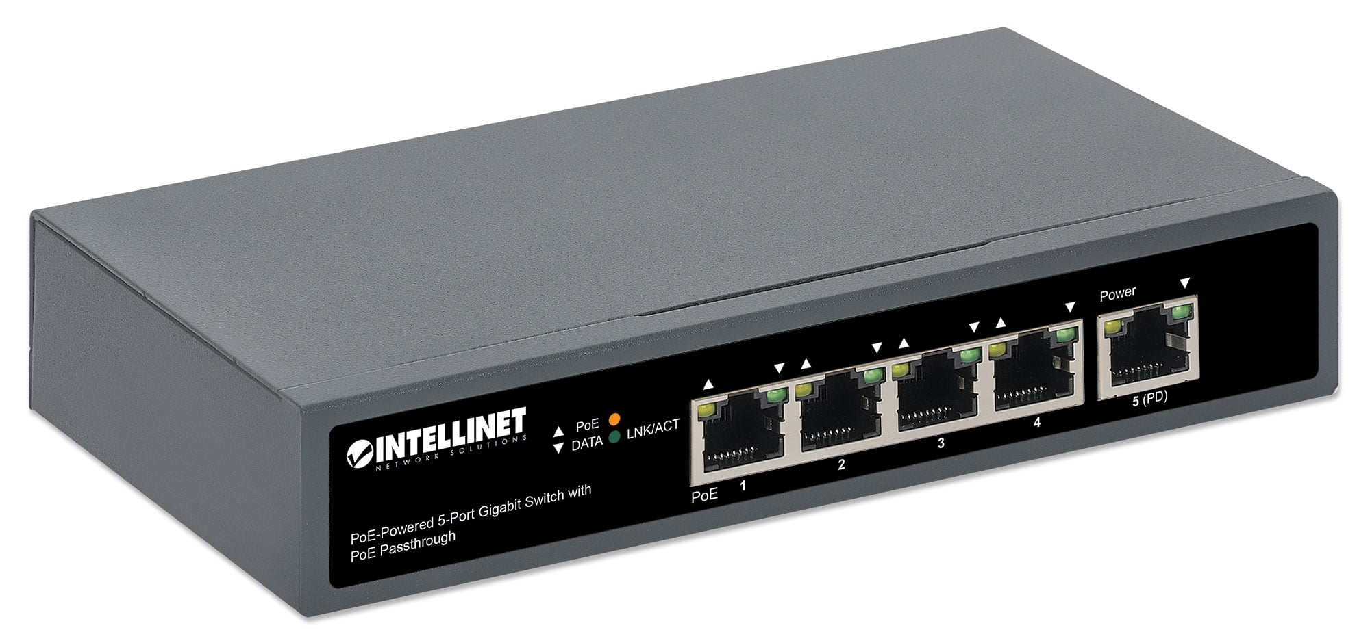 Switch Gigabit a 5 Porte con Alimentazione PoE Passante - Intellinet I-SWHUB 5GPLUS