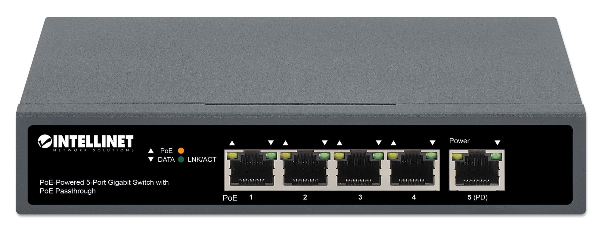 Switch Gigabit a 5 Porte con Alimentazione PoE Passante - Intellinet I-SWHUB 5GPLUS