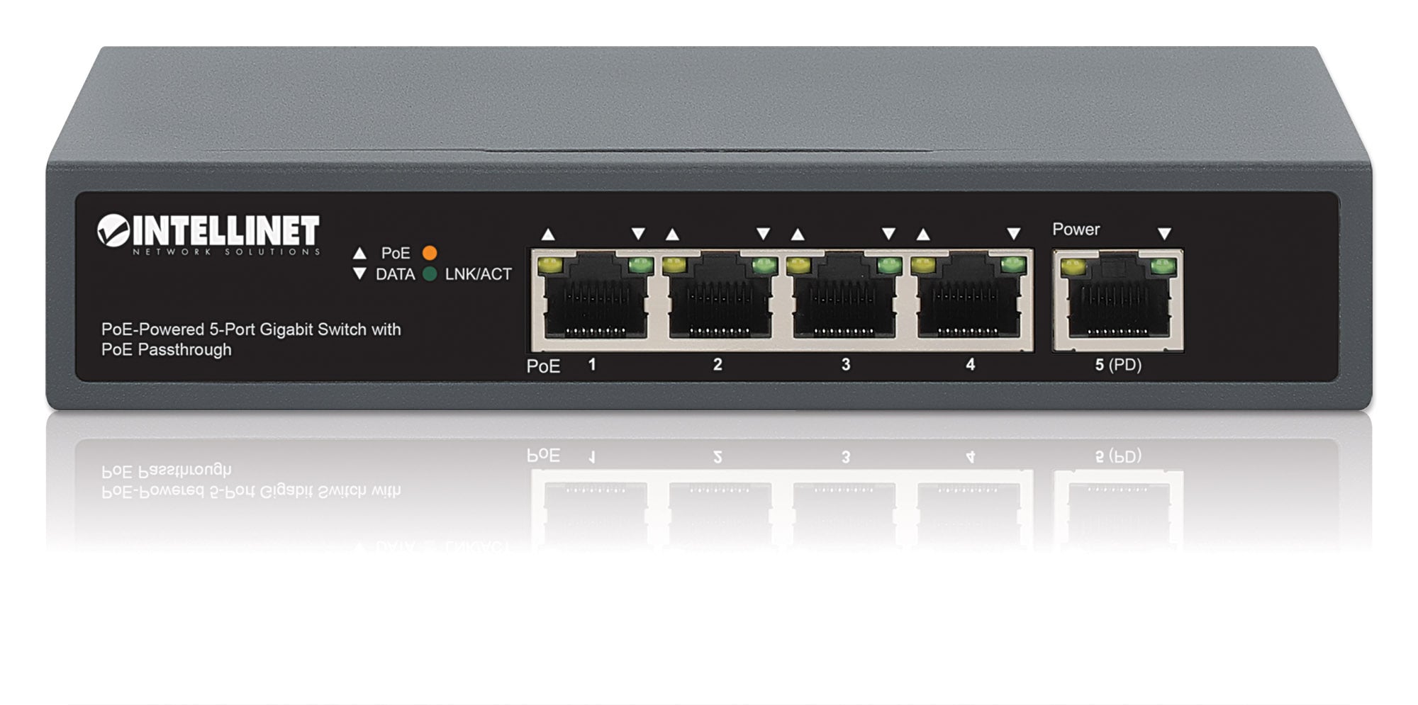 Switch Gigabit a 5 Porte con Alimentazione PoE Passante - Intellinet I-SWHUB 5GPLUS