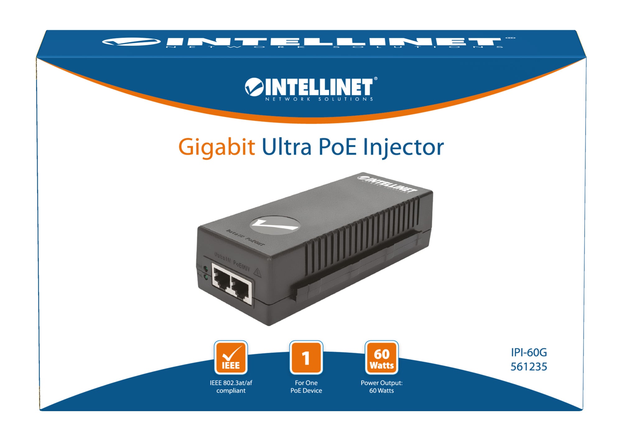 Iniettore Gigabit PoE+ Ultra Power 100m - Intellinet I-SWHUB 6000SI