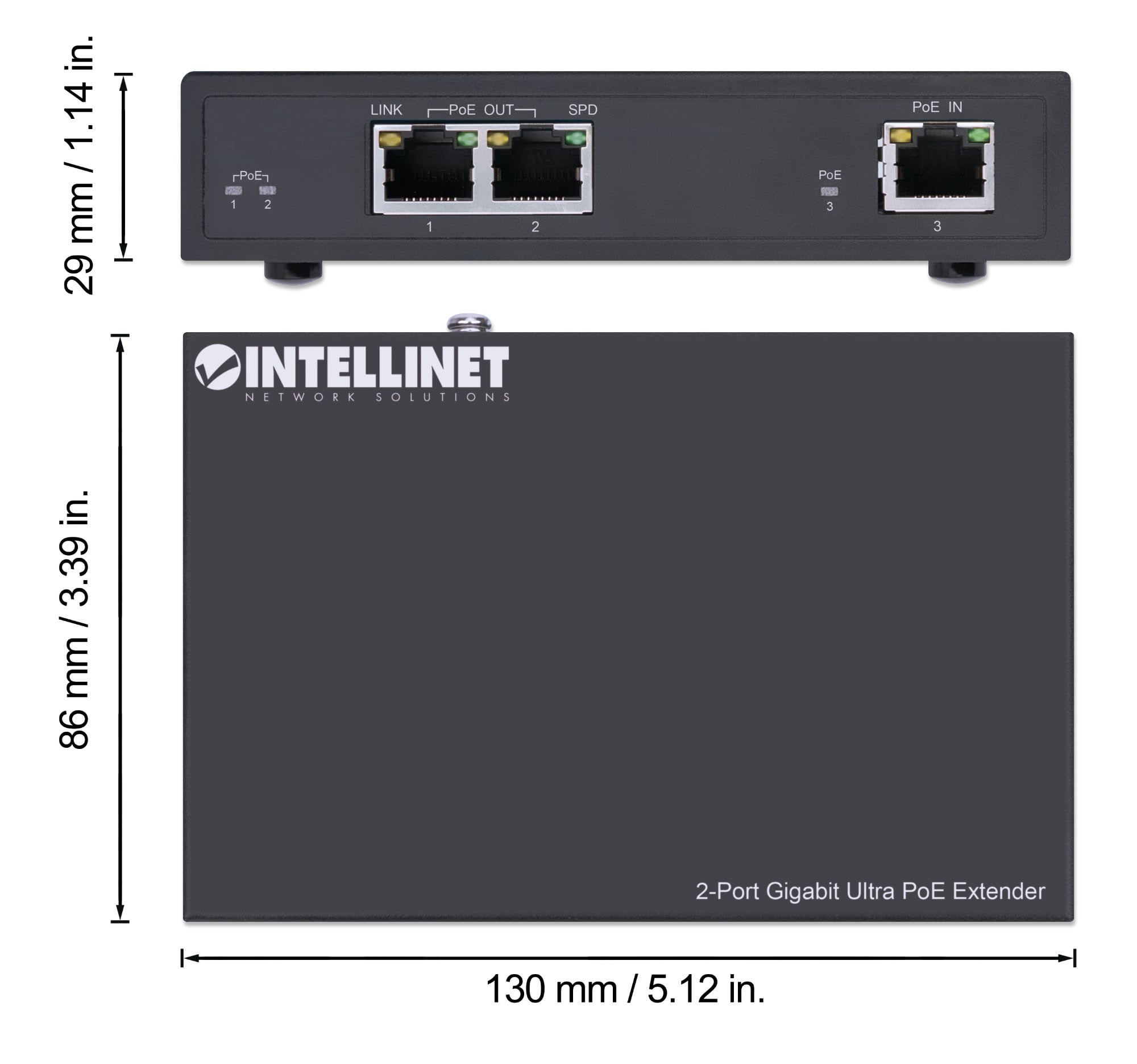 Ultra PoE Extender Gigabit 2 porte - Intellinet I-SWHUB 60W2POE