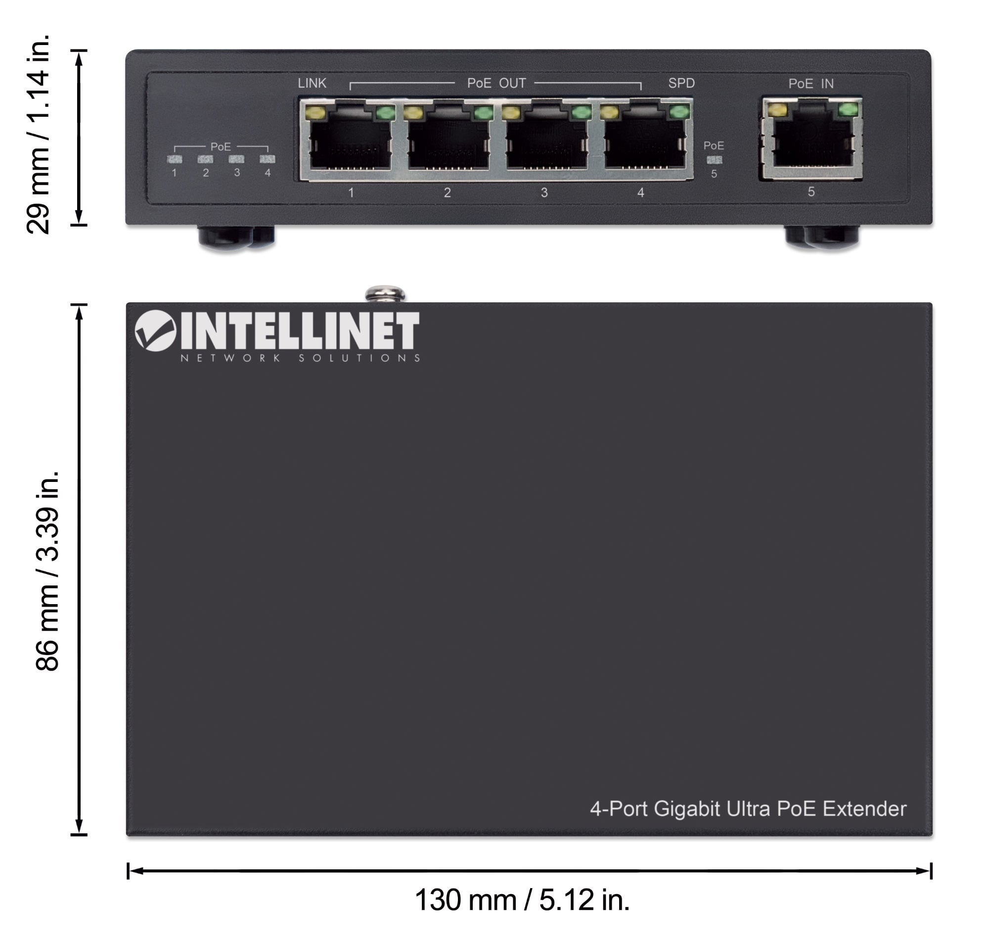 Ultra PoE Extender Gigabit 4 porte - Intellinet I-SWHUB 60W4POE