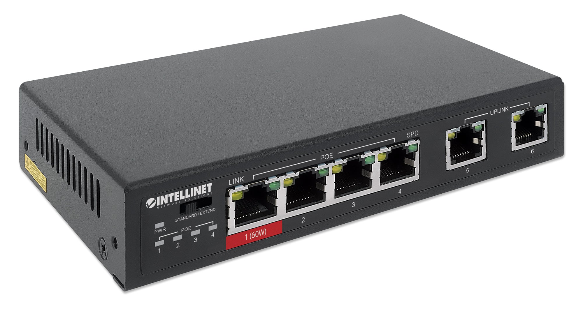 Fast Ethernet Switch a 6 porte con 4 porte PoE (1 x High-Power PoE) - Intellinet I-SWHUB 60W6POE