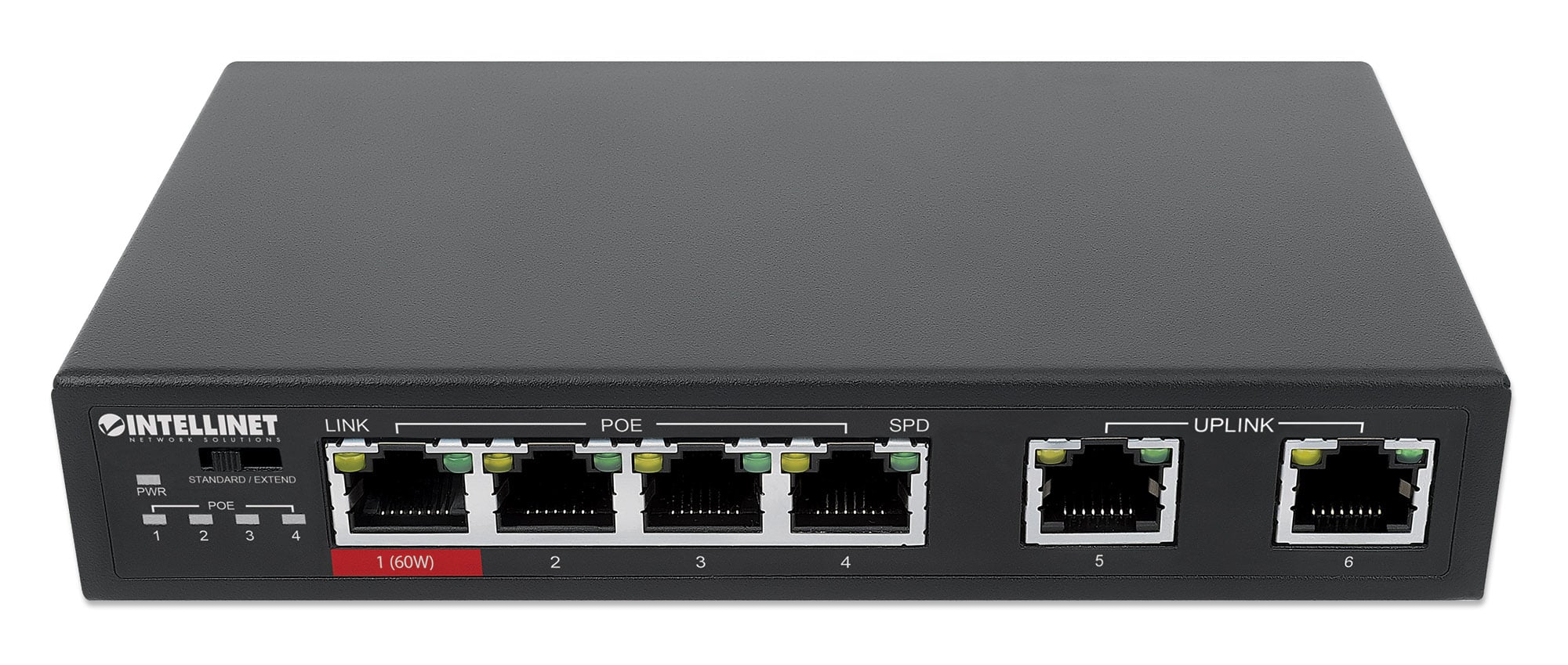 Fast Ethernet Switch a 6 porte con 4 porte PoE (1 x High-Power PoE) - Intellinet I-SWHUB 60W6POE