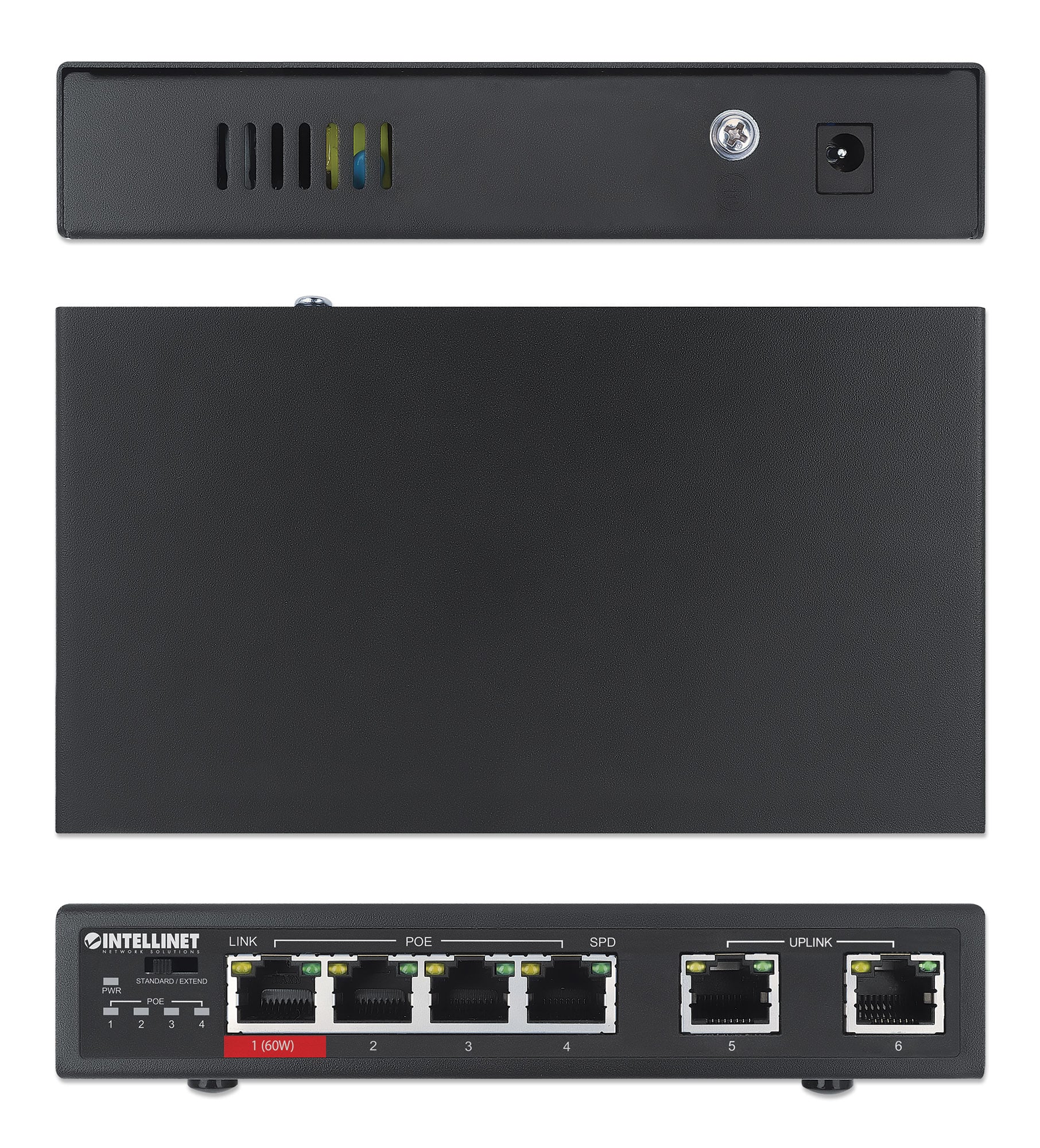 Fast Ethernet Switch a 6 porte con 4 porte PoE (1 x High-Power PoE) - Intellinet I-SWHUB 60W6POE