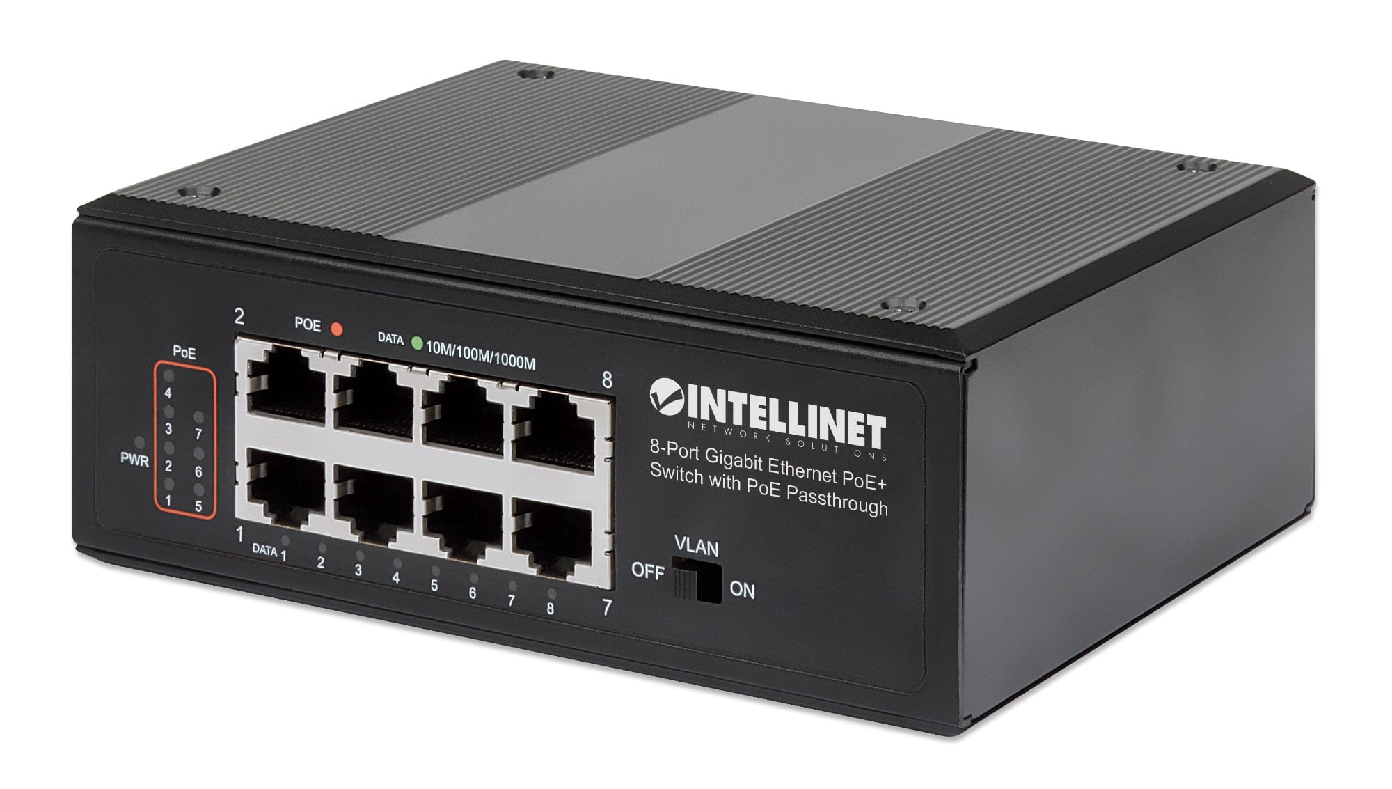 Switch Ethernet Gigabit 8 porte PoE+ con PoE Passante - Intellinet I-SWHUB 7GPU1PD