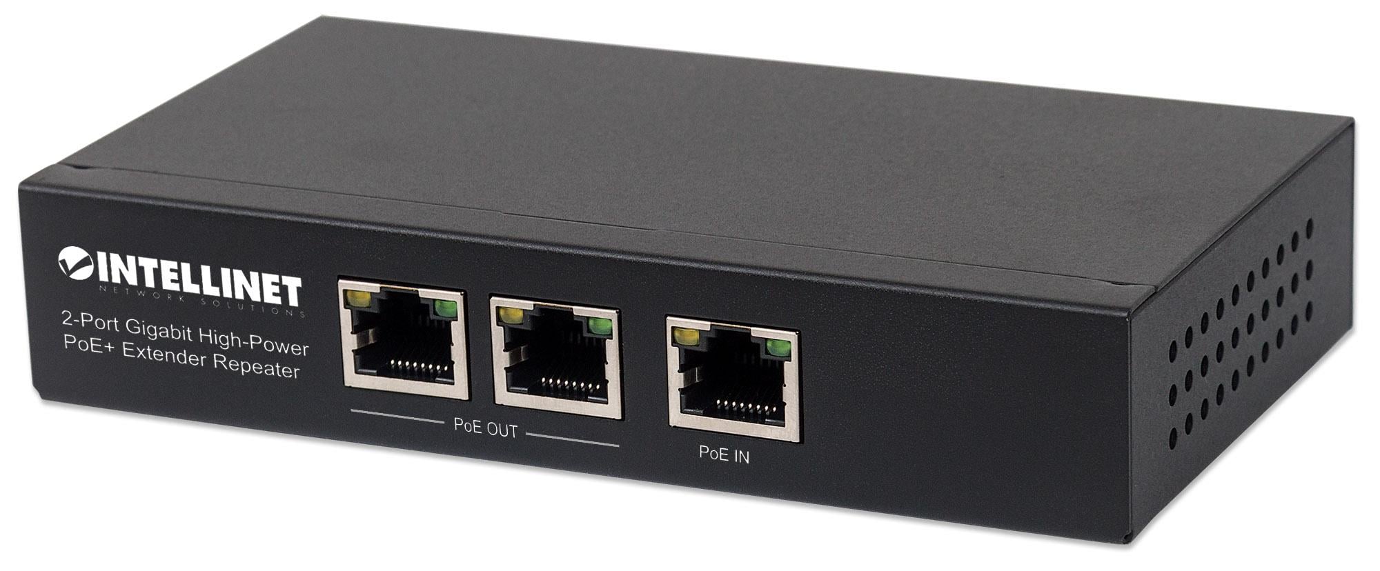 Ripetitore PoE+ Extender ad alta potenza 2 porte Gigabit - Intellinet I-SWHUB 8000SI