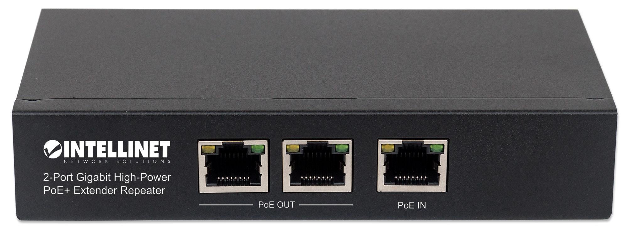 Ripetitore PoE+ Extender ad alta potenza 2 porte Gigabit - Intellinet I-SWHUB 8000SI