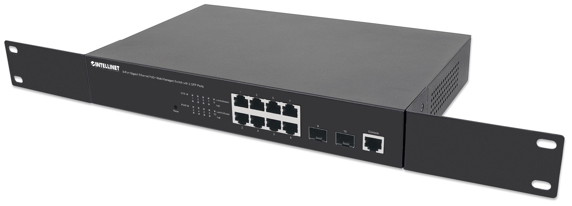 Switch Gigabit Ethernet 8 Porte PoE+ Web-Managed con 2 porte SFP - Intellinet I-SWHUB 8GP3