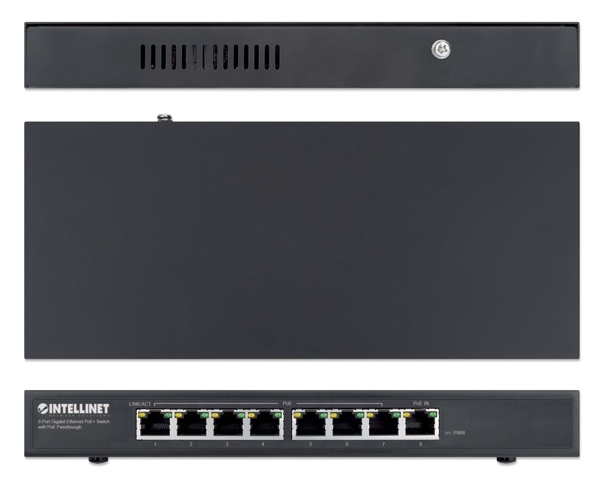 Switch PoE+ Gigabit Ethernet a 8 porte con passthrough PoE - Intellinet I-SWHUB 90W7POE