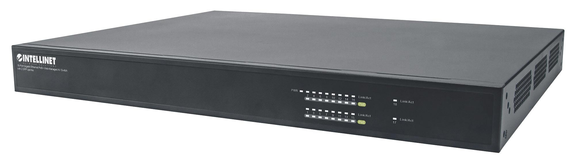 Switch AV Gigabit Ethernet PoE+ a 16 porte 2 SFP - Intellinet I-SWHUB AV16GP
