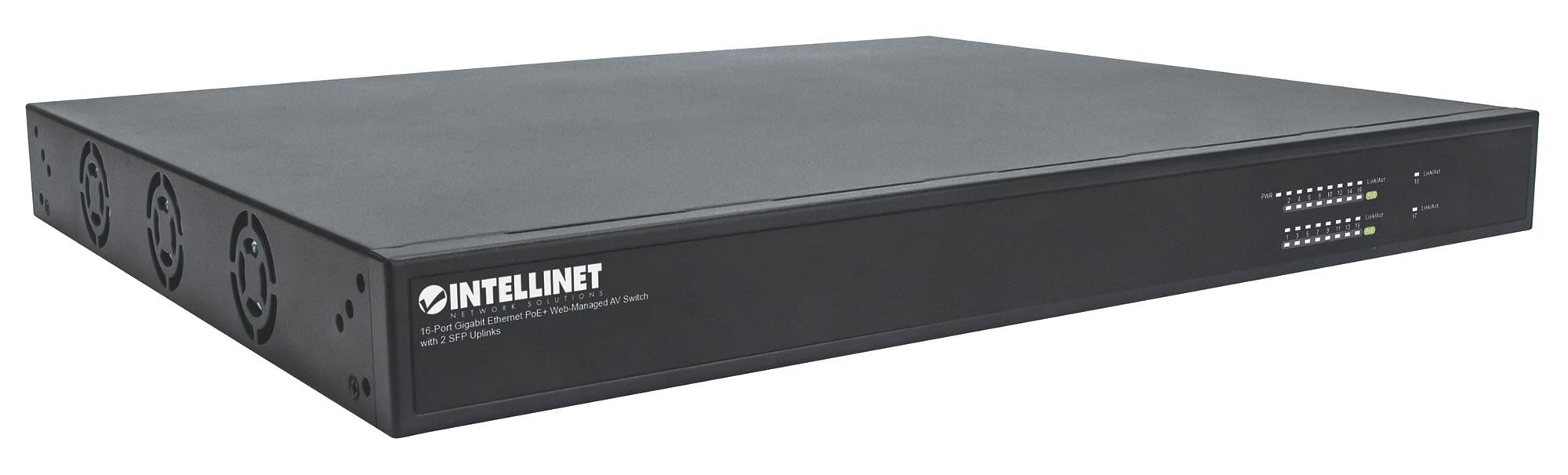 Switch AV Gigabit Ethernet PoE+ a 16 porte 2 SFP - Intellinet I-SWHUB AV16GP