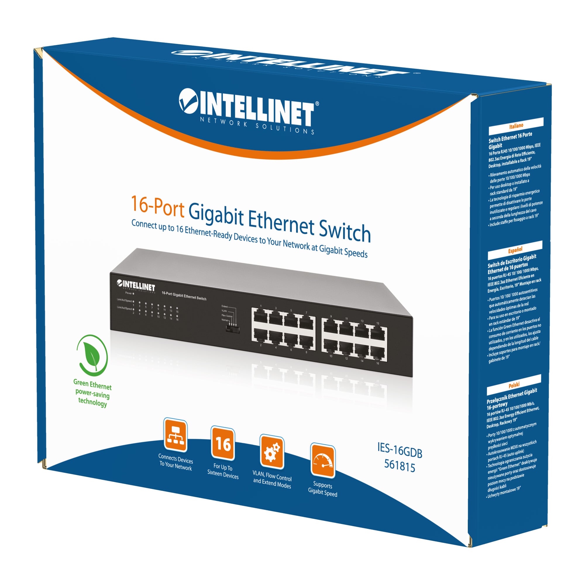 Ethernet Switch Gigabit 16 porte - Intellinet I-SWHUB GB-016A