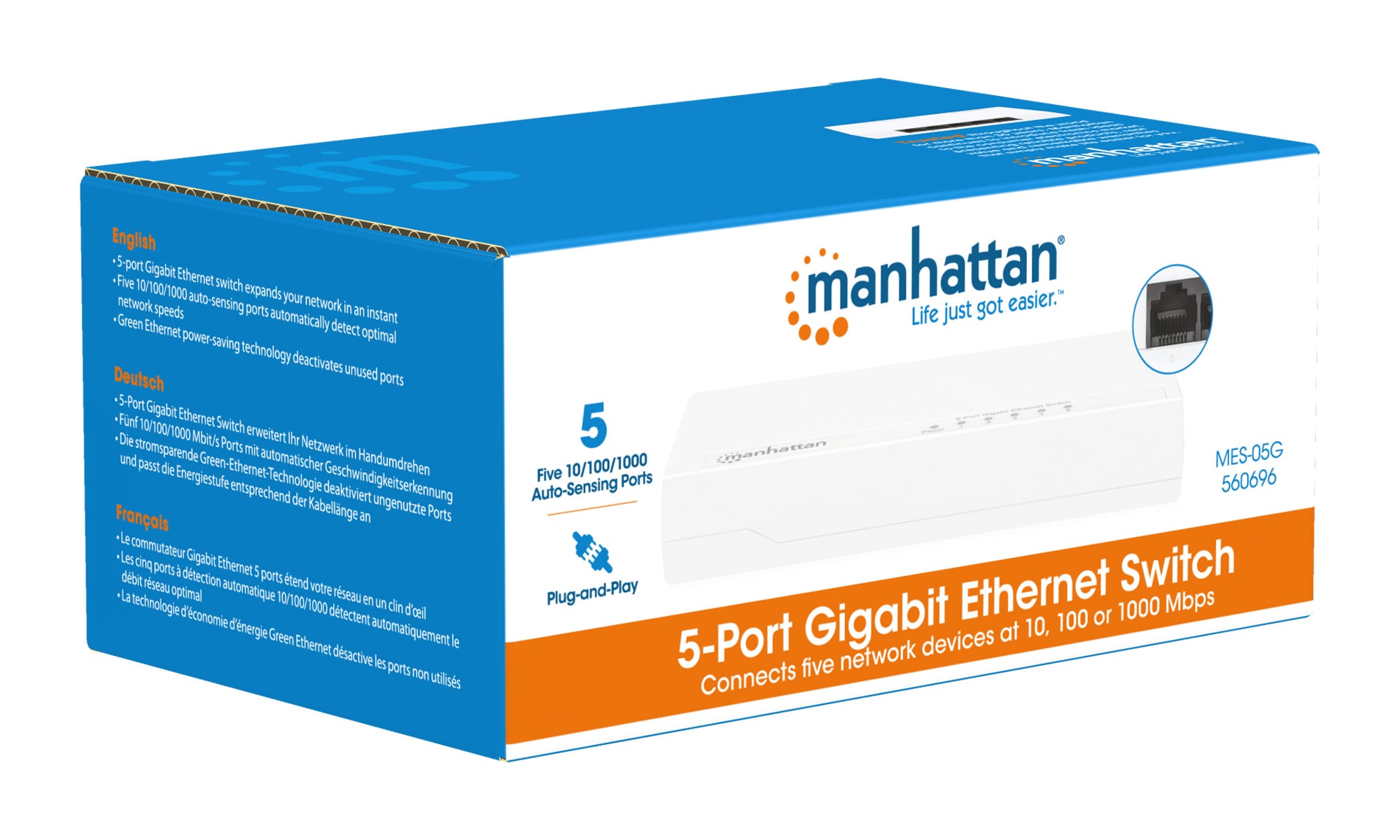 Ethernet Switch Gigabit 5 porte Desktop - Manhattan I-SWHUB GB-050P