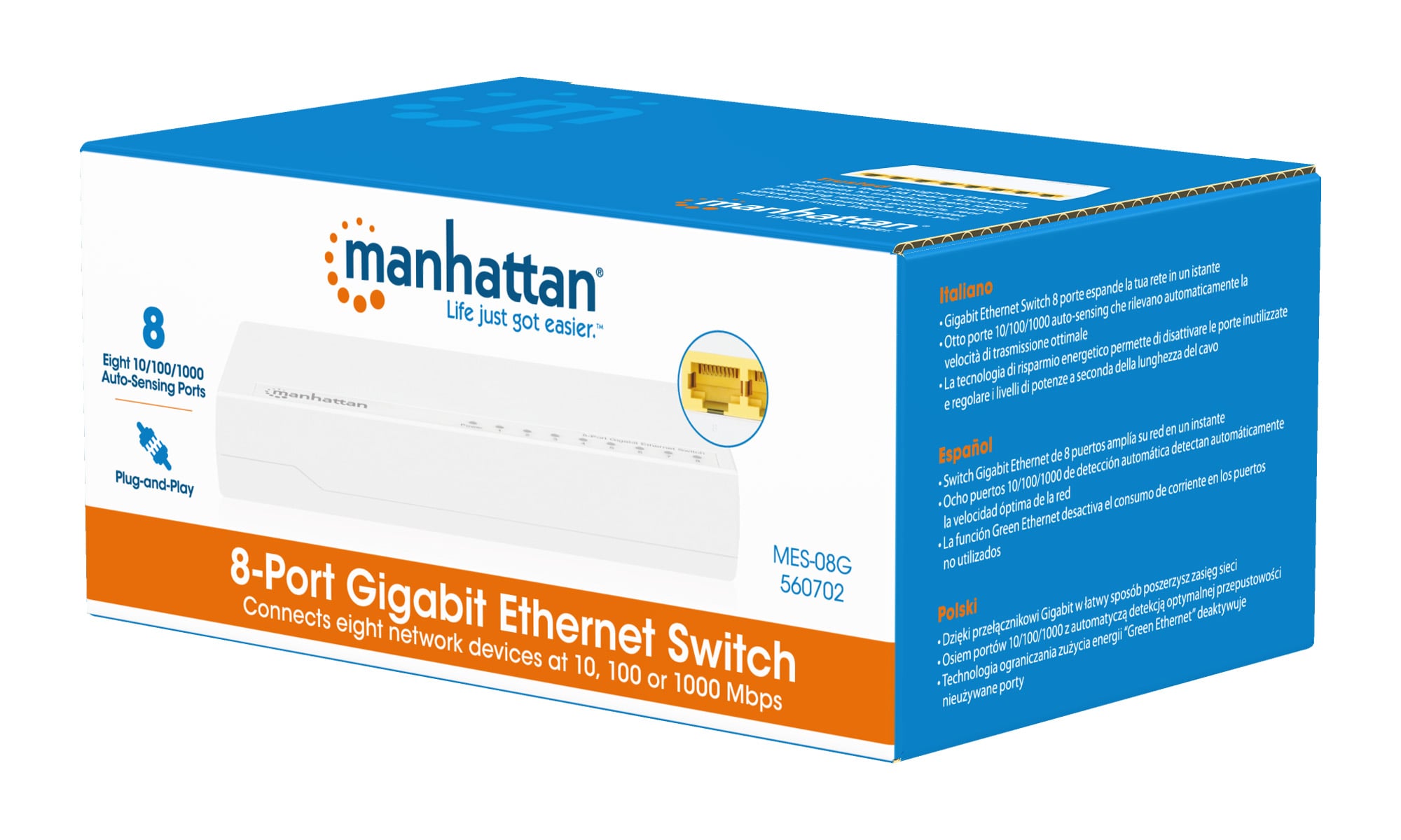 Ethernet Switch Gigabit 8 porte Desktop - Manhattan I-SWHUB GB-080P