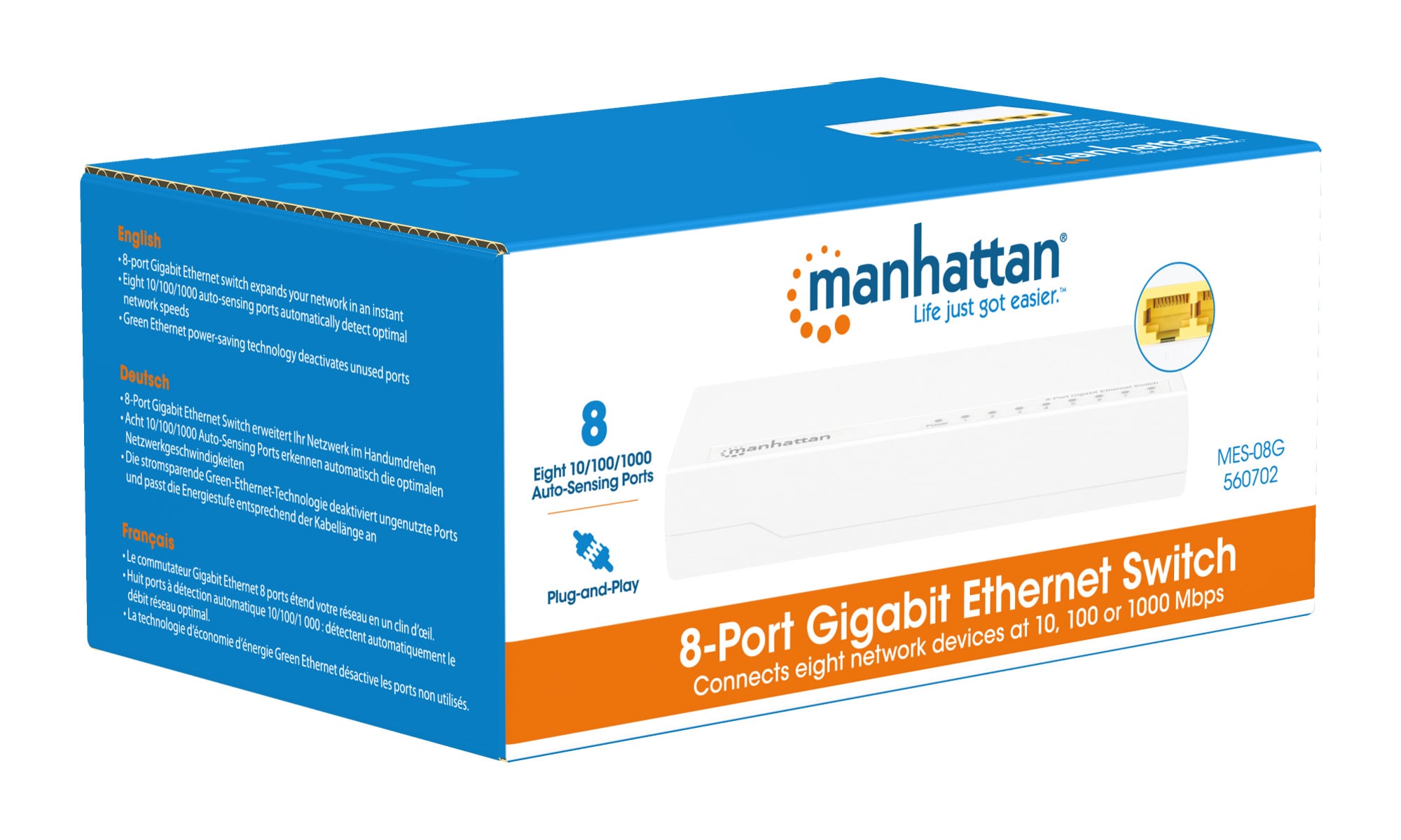 Ethernet Switch Gigabit 8 porte Desktop - Manhattan I-SWHUB GB-080P
