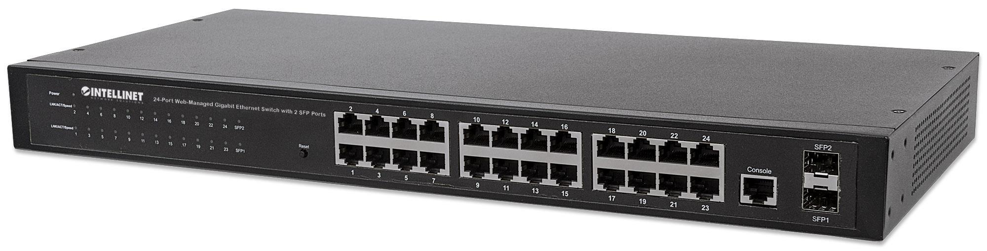 Switch 24 porte Web-Managed Gigabit Ethernet con 2 porte SFP - Intellinet I-SWHUB GBE-24D
