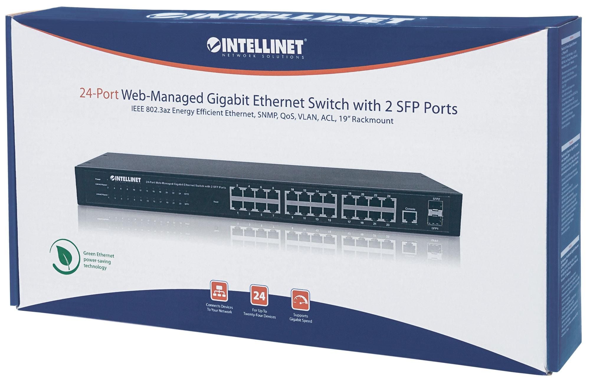 Switch 24 porte Web-Managed Gigabit Ethernet con 2 porte SFP - Intellinet I-SWHUB GBE-24D