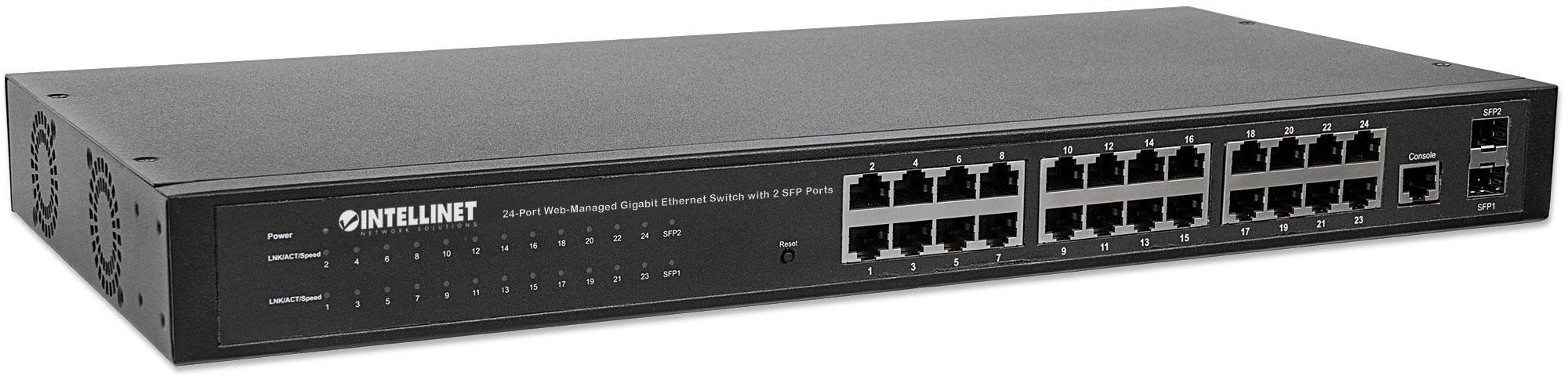 Switch 24 porte Web-Managed Gigabit Ethernet con 2 porte SFP - Intellinet I-SWHUB GBE-24D