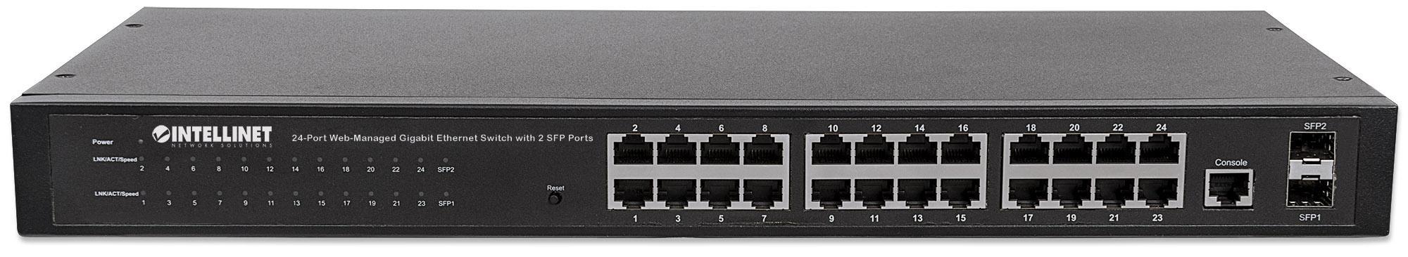 Switch 24 porte Web-Managed Gigabit Ethernet con 2 porte SFP - Intellinet I-SWHUB GBE-24D