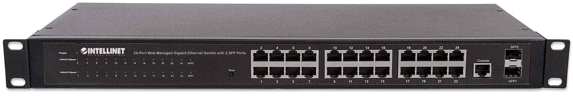 Switch 24 porte Web-Managed Gigabit Ethernet con 2 porte SFP - Intellinet I-SWHUB GBE-24D